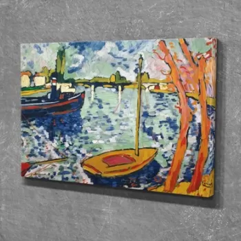 Tablou decorativ, DC302, Canvas, Lemn, Multicolor imagine