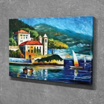 Tablou decorativ, DC303, Canvas, Lemn, Multicolor imagine