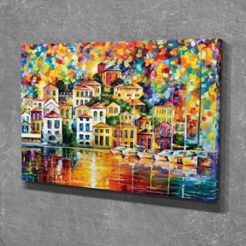 Tablou decorativ, DC311, Canvas, Lemn, Multicolor imagine