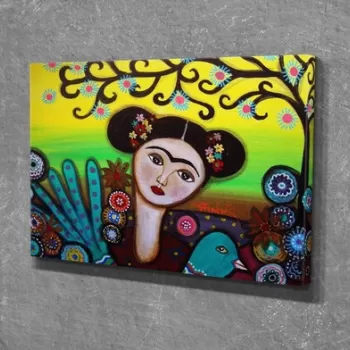 Tablou decorativ, DC315, Canvas, Lemn, Multicolor imagine