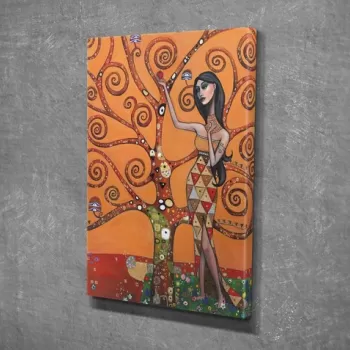 Tablou decorativ, DC320, Canvas, Lemn, Multicolor imagine