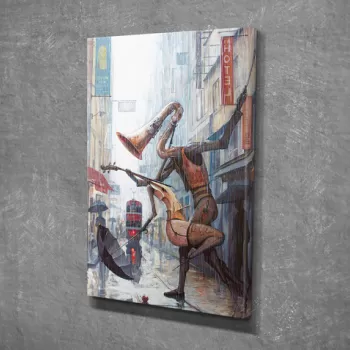 Tablou decorativ, DC334, Canvas, Lemn, Multicolor imagine