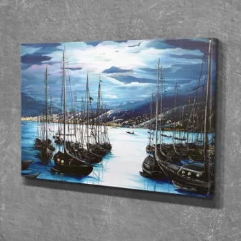 Tablou decorativ, DC335, Canvas, Lemn, Multicolor imagine