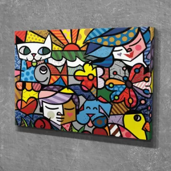 Tablou decorativ, DC339, Canvas, Lemn, Multicolor imagine