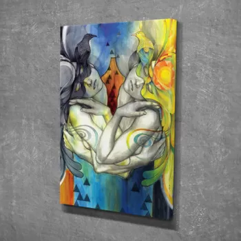 Tablou decorativ, DC341, Canvas, Lemn, Multicolor imagine