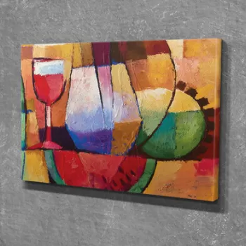 Tablou decorativ, DC345, Canvas, Lemn, Multicolor imagine