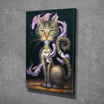Tablou decorativ, DC351, Canvas, Lemn, Multicolor imagine