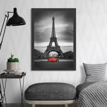 Tablou decorativ, Eiffel Tower (40 x 55), MDF , Polistiren, Negru/Rosu imagine