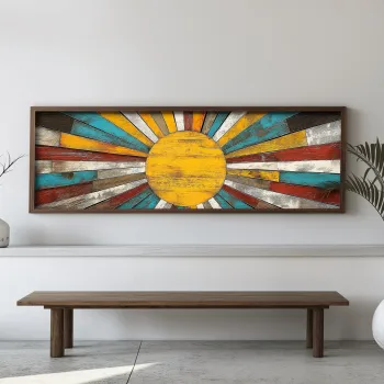 Tablou decorativ, EMR017, Lemn, Multicolor imagine