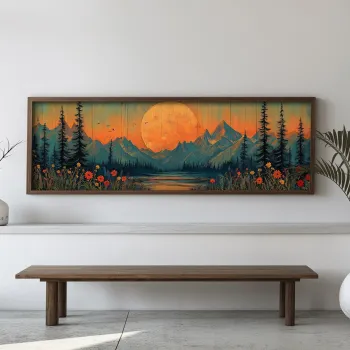 Tablou decorativ, EMR061, Lemn, Multicolor imagine
