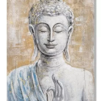 Tablou decorativ, Face Buddha Light -B, Mauro Ferretti, 80 x 120 cm, canvas imprimat si pictat/lemn de pin, multicolor imagine