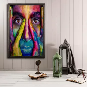 Tablou decorativ, Face Color XL, Lemn, Lemn, Multicolor imagine