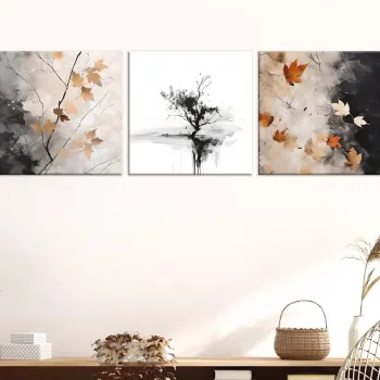 Tablou decorativ, FAH15, BUMBAC/POLIESTER, Lemn (Grosime: 2 cm, Aur/Negru imagine