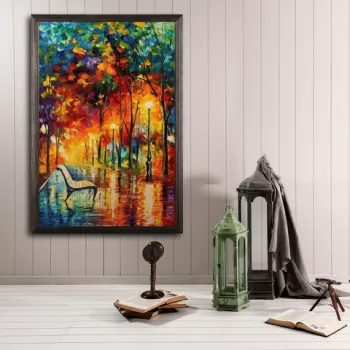 Tablou decorativ, Fall Even?ng, Lemn, Lemn, Multicolor imagine