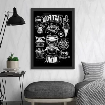 Tablou decorativ, Fast Food (55 x 75), MDF , Polistiren, Alb negru imagine