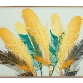 Tablou decorativ Feathers, Mauro Ferretti, 120x80 cm, sticla, multicolor imagine