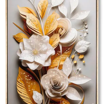 Tablou decorativ Flora M, Mauro Ferretti, 42x62 cm, metal/lemn de brad/canvas, multicolor imagine