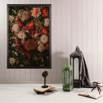Tablou decorativ, Flower mix, Lemn, Lemn, Multicolor imagine