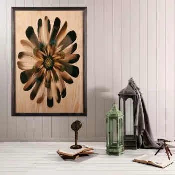 Tablou decorativ, Flower XL, Lemn, Lemn, Multicolor imagine