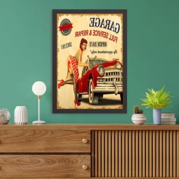 Tablou decorativ, Garage (40 x 55), MDF , Polistiren, Multicolor imagine