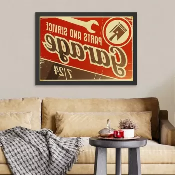 Tablou decorativ, Garage 7/24 (35 x 45), MDF , Polistiren, Multicolor imagine