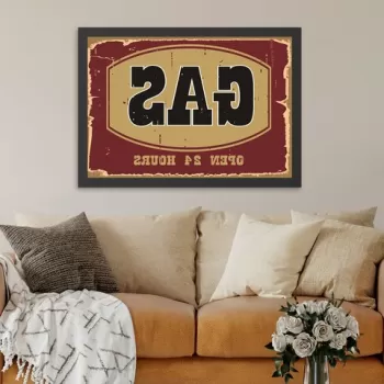 Tablou decorativ, Gas (40 x 55), MDF , Polistiren, Rosu / Mustar / Negru imagine