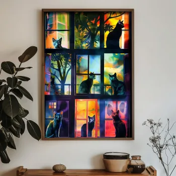 Tablou decorativ, GE026-L, Lemn, Multicolor imagine