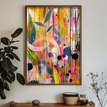 Tablou decorativ, GE217-L, Lemn, Multicolor imagine