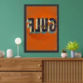 Tablou decorativ, Gulf (40 x 55), MDF , Polistiren, Portocaliu/Negru imagine