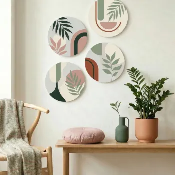 Tablou decorativ, Huhu1729, MDF, Dimensiune: 40 x 40 cm (4 piese), Multicolor imagine