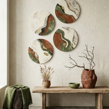 Tablou decorativ, Huhu1730, MDF, Dimensiune: 40 x 40 cm (4 piese), Multicolor imagine