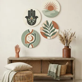 Tablou decorativ, Huhu1731, MDF, Dimensiune: 40 x 40 cm (4 piese), Multicolor imagine