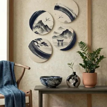 Tablou decorativ, Huhu1733, MDF, Dimensiune: 40 x 40 cm (4 piese), Multicolor imagine