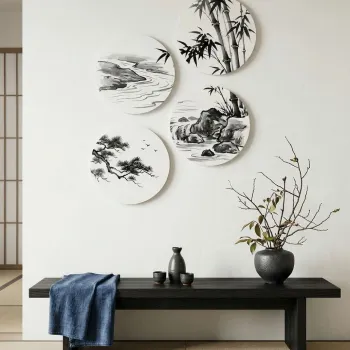 Tablou decorativ, Huhu1734, MDF, Dimensiune: 40 x 40 cm (4 piese), Multicolor imagine