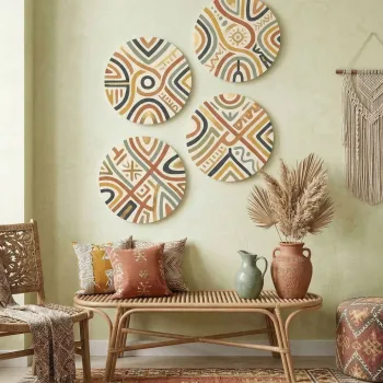 Tablou decorativ, Huhu1735, MDF, Dimensiune: 40 x 40 cm (4 piese), Multicolor imagine
