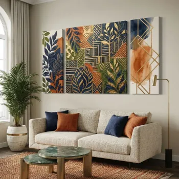 Tablou decorativ, Huhu2100, PANZA, Dimensiune: 90 x 90 cm (1 bucata), Multicolor imagine