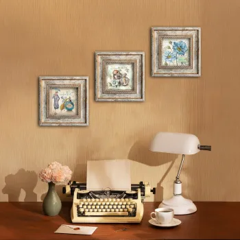 Tablou decorativ, Huhu319, MDF, 30 x 30 cm (3 bucati), Multicolor imagine