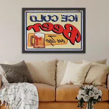 Tablou decorativ, Ice Cold Beer On Tap (55 x 75), MDF , Polistiren, Multicolor imagine