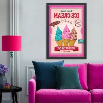 Tablou decorativ, Ice Cream (35 x 45), MDF , Polistiren, Multicolor imagine