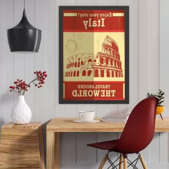 Tablou decorativ, Italy (55 x 75), MDF , Polistiren, Rosu / Crem imagine