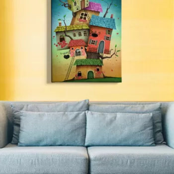 Tablou decorativ, Kanvas Tablo (50 x 70), Canvas, Lemn, Multicolor imagine