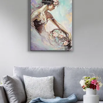 Tablou decorativ, Kanvas Tablo (50 x 70), PANZA, Lemn (Grosime: 3 cm, Multicolor imagine