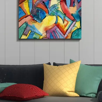 Tablou decorativ, Kanvas Tablo (50 x 70), PANZA, Lemn (Grosime: 3 cm, Multicolor imagine