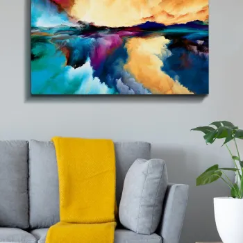 Tablou decorativ, Kanvas Tablo (70 x 100), Cadru: 100% LEMN (grosime: 3 cm), Multicolor imagine
