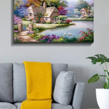 Tablou decorativ, Kanvas Tablo (70 x 100), Canvas, Lemn, Multicolor imagine