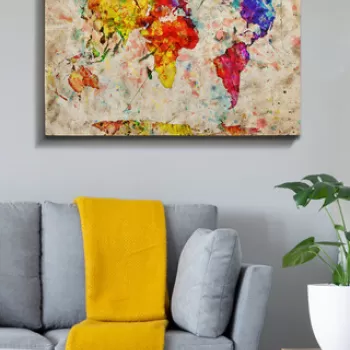 Tablou decorativ, Kanvas Tablo (70 x 100), Canvas, Lemn, Multicolor imagine