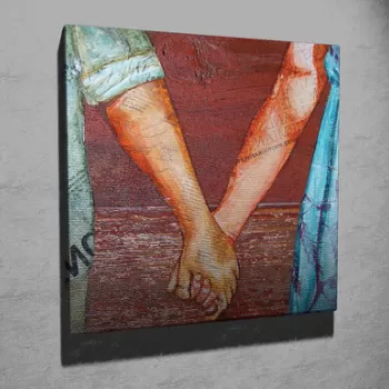 Tablou decorativ, KC203, Canvas, Lemn, Multicolor imagine