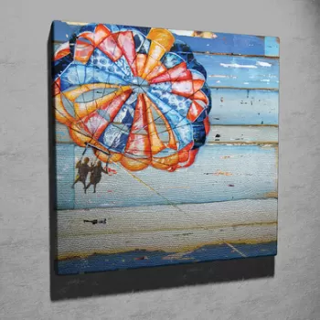 Tablou decorativ, KC206, Canvas, Lemn, Multicolor imagine