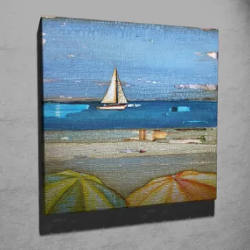 Tablou decorativ, KC207, Canvas, Lemn, Multicolor imagine