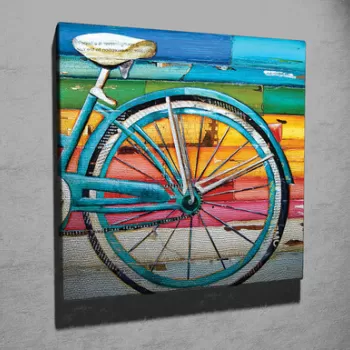 Tablou decorativ, KC208, Canvas, Lemn, Multicolor imagine